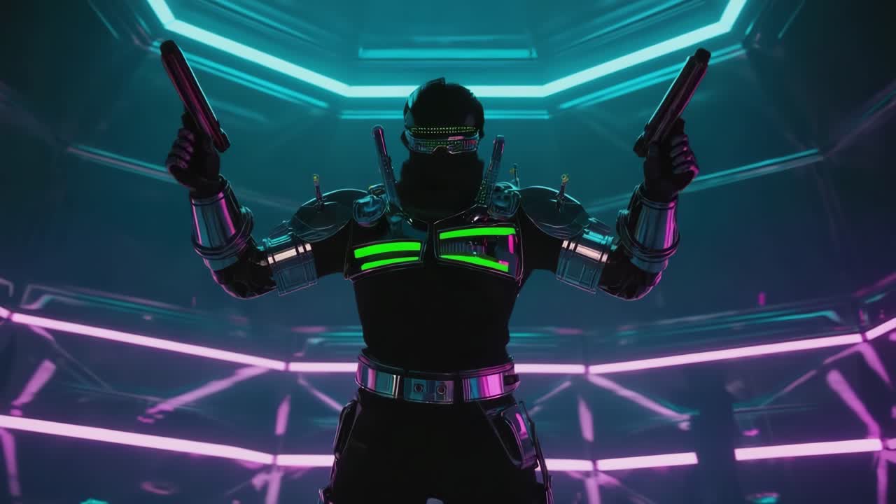 Cyberpunk character with neon lighting