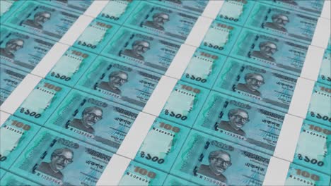 100-Bangladeschische-Taka-Banknoten,-Gedruckt-Von-Einer-Geldpresse