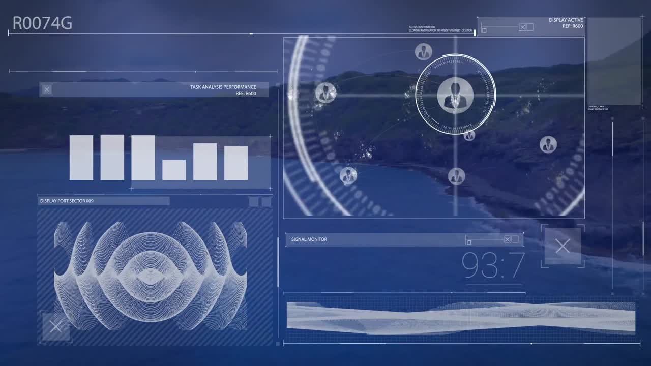 풍경에 대한 금융 데이터 처리의 애니메이션