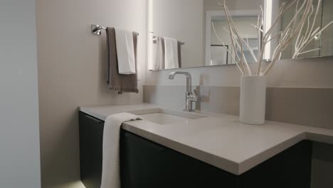 modern and clean bathroom countertop with white accents