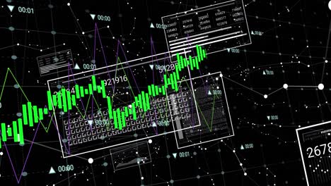 Grünes-Diagramm-Und-Datenverarbeitung-Auf-Schwarzem-Hintergrund