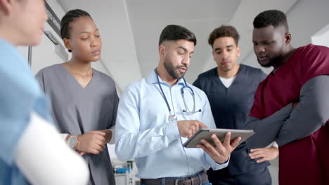 diverse male and female surgeons operating and working in hospital, slow motion