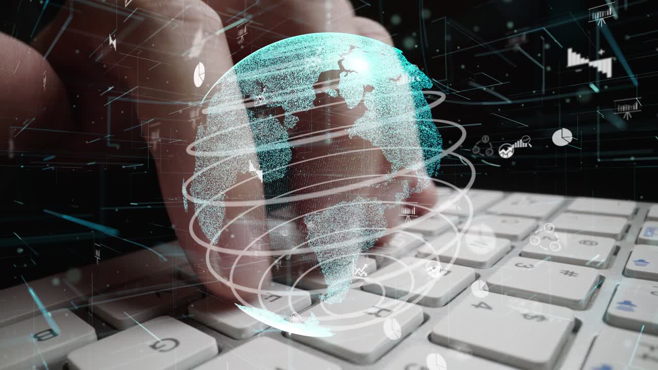 hombre que trabaja en computadora con gráficos de datos de negocios modernización analítica