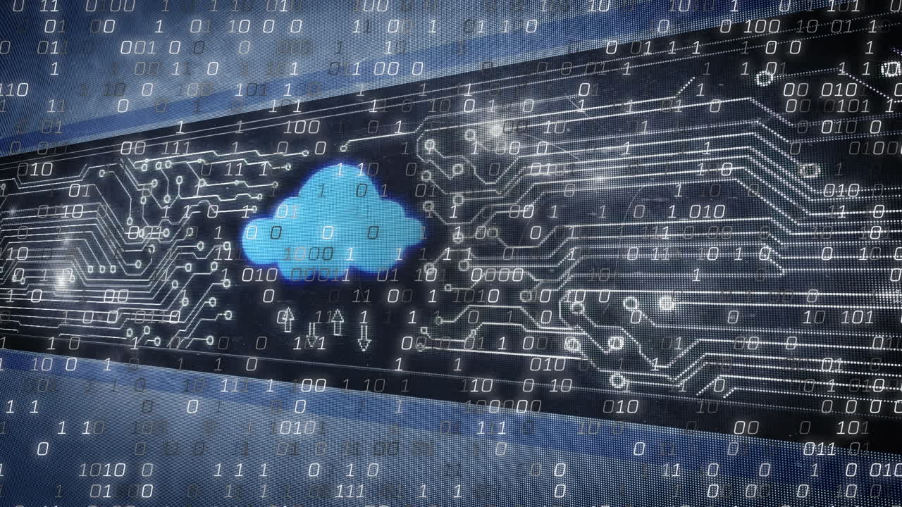 animación del procesamiento de datos sobre un fondo negro