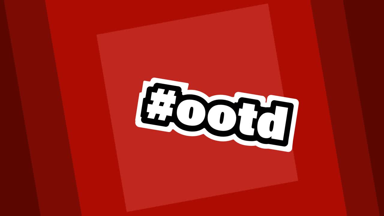 composición de texto ootd con hashtag repetido en fondo rojo