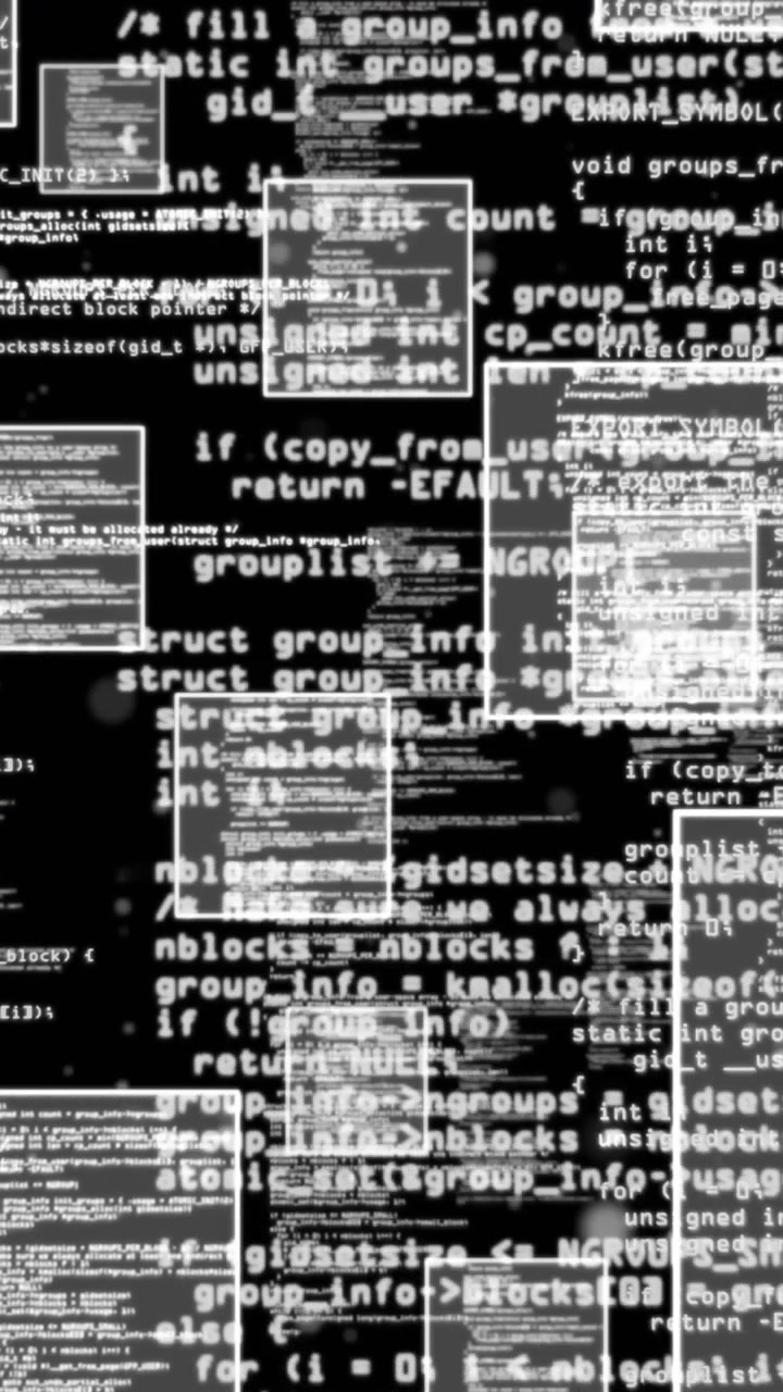 Animation of data processing over black background
