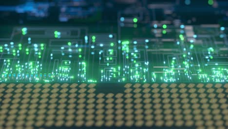 primer plano de una placa de circuitos futurista