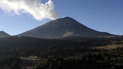 Aerial-drone-shot-of-the-Popocatepetl-volcano,-February-17,-2019