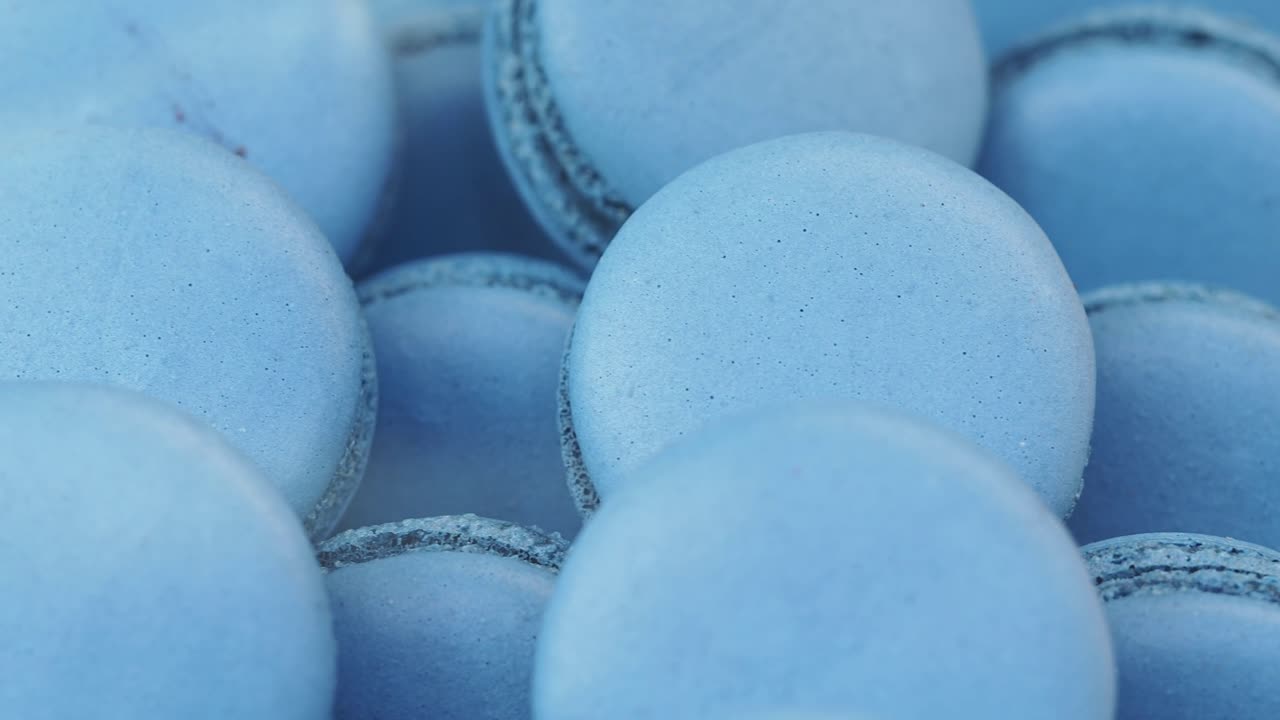 Close-Up of Delicious Light Blue Macarons