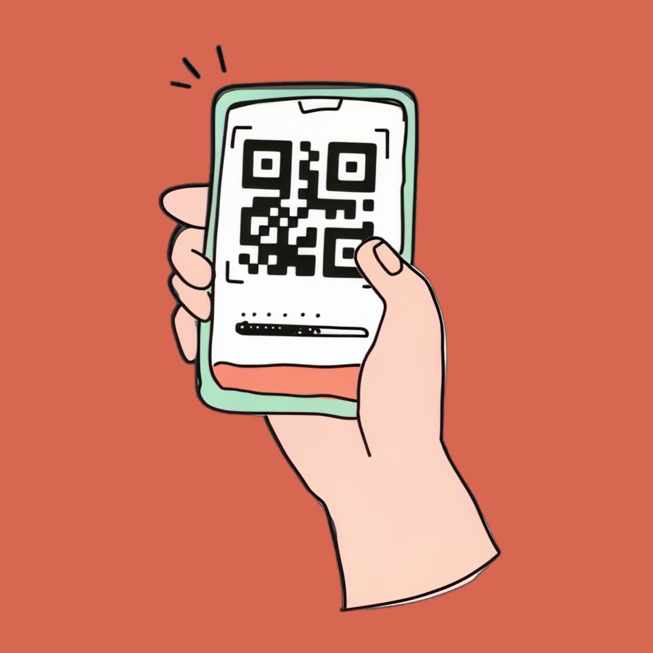 QR code on phone animation isolated asset, transparent 4K video, alpha channel, ProRes 4444