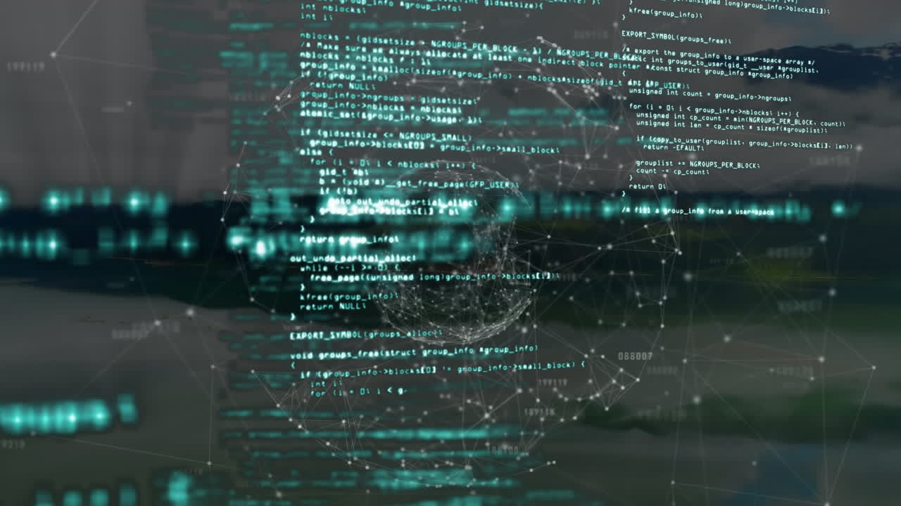 Animation of globe with connections and data processing