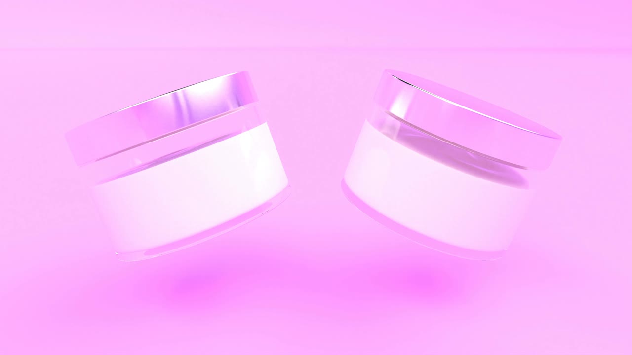 Realistic cosmetic jars pink design template skin care able to loop seamless 4k