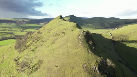 drone footage of chrome hill, part of the peak district national park