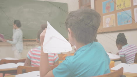 animación de la red de conexiones con procesamiento de datos sobre diversos escolares y maestros.