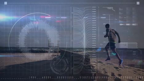 animation of data processing over fit man running