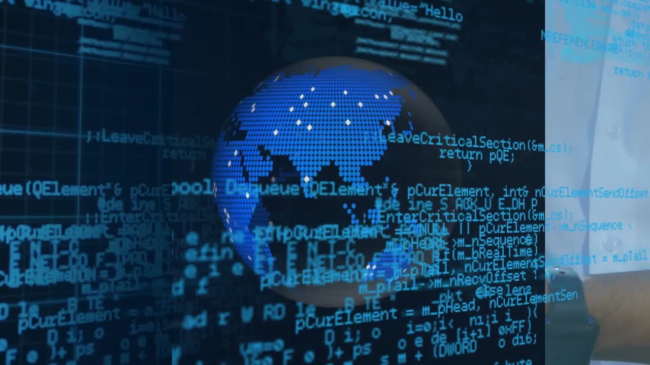 Animation of data processing over rotating globe