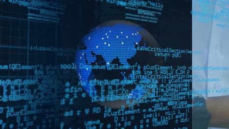 animation of data processing over rotating globe