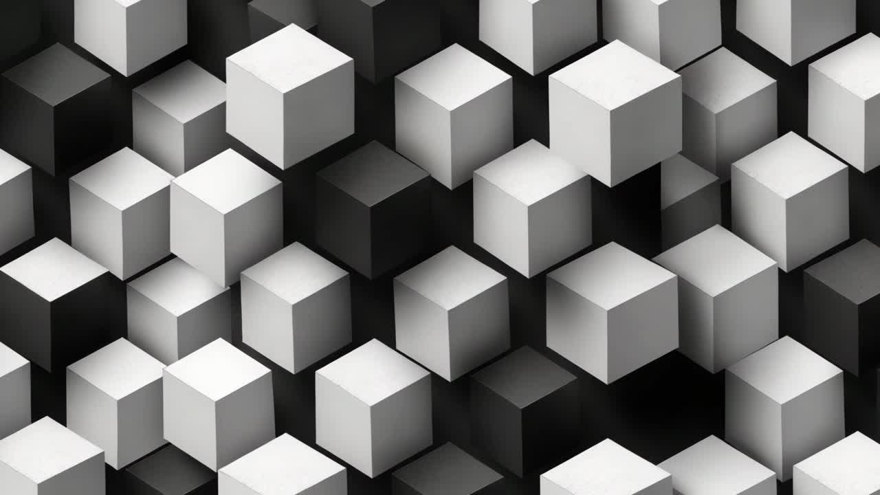 Abstract geometric pattern of black and white cubes