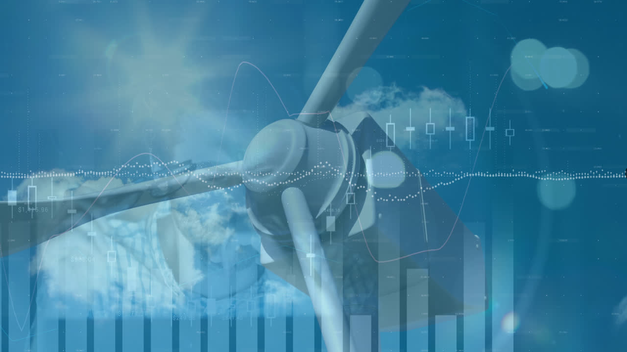 풍력 터빈에서 데이터 처리의 애니메이션