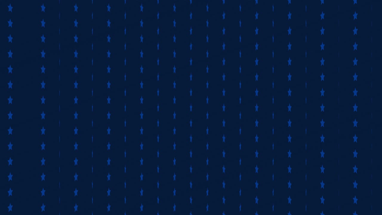 estrellas giratorias de cinco puntas en un fondo azul. animación de movimiento. composición horizontal, calidad de video 4k