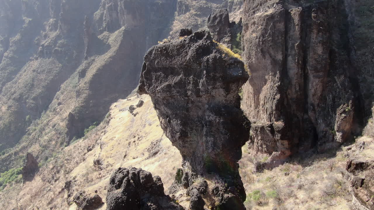 Aerial views of the unknown Roque Franco on the island of Gran Canaria, Canary Islands
