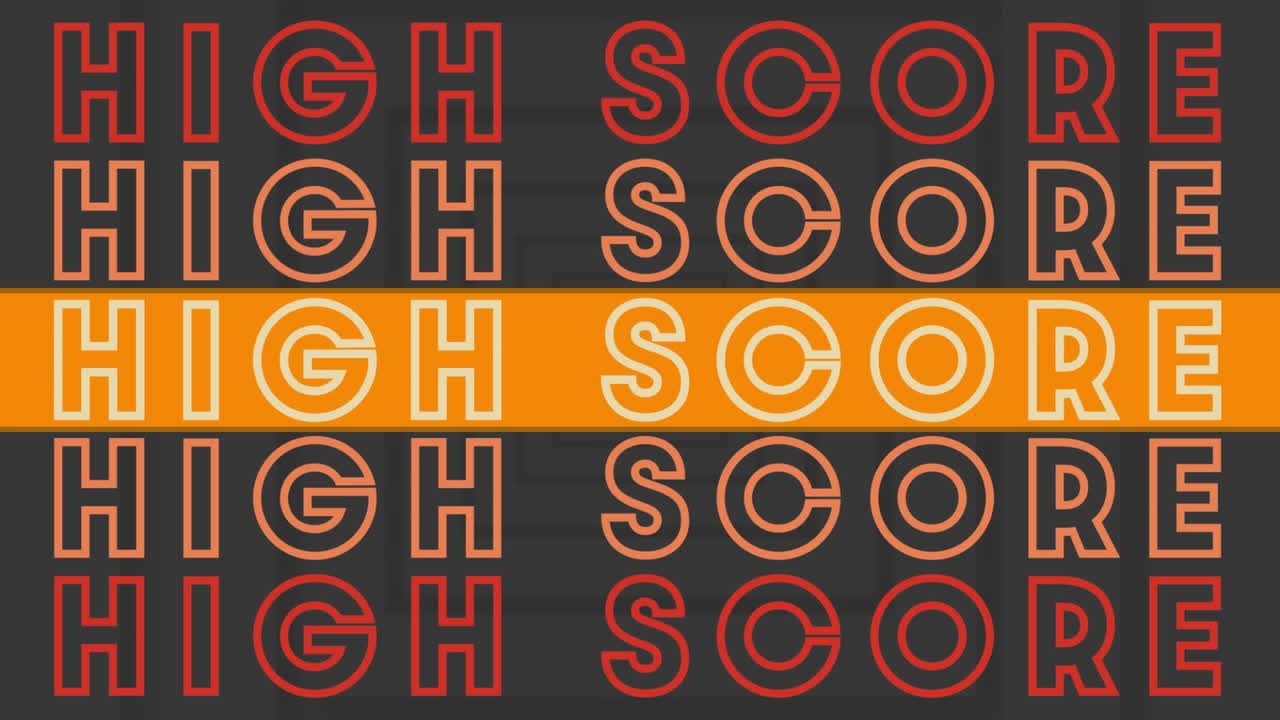 animación de texto de buenas vibraciones en repetición con rayas naranjas sobre cuadrados grises