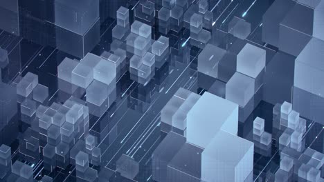 Abstract 3d rendering of blue cubic shapes seamless loop animation