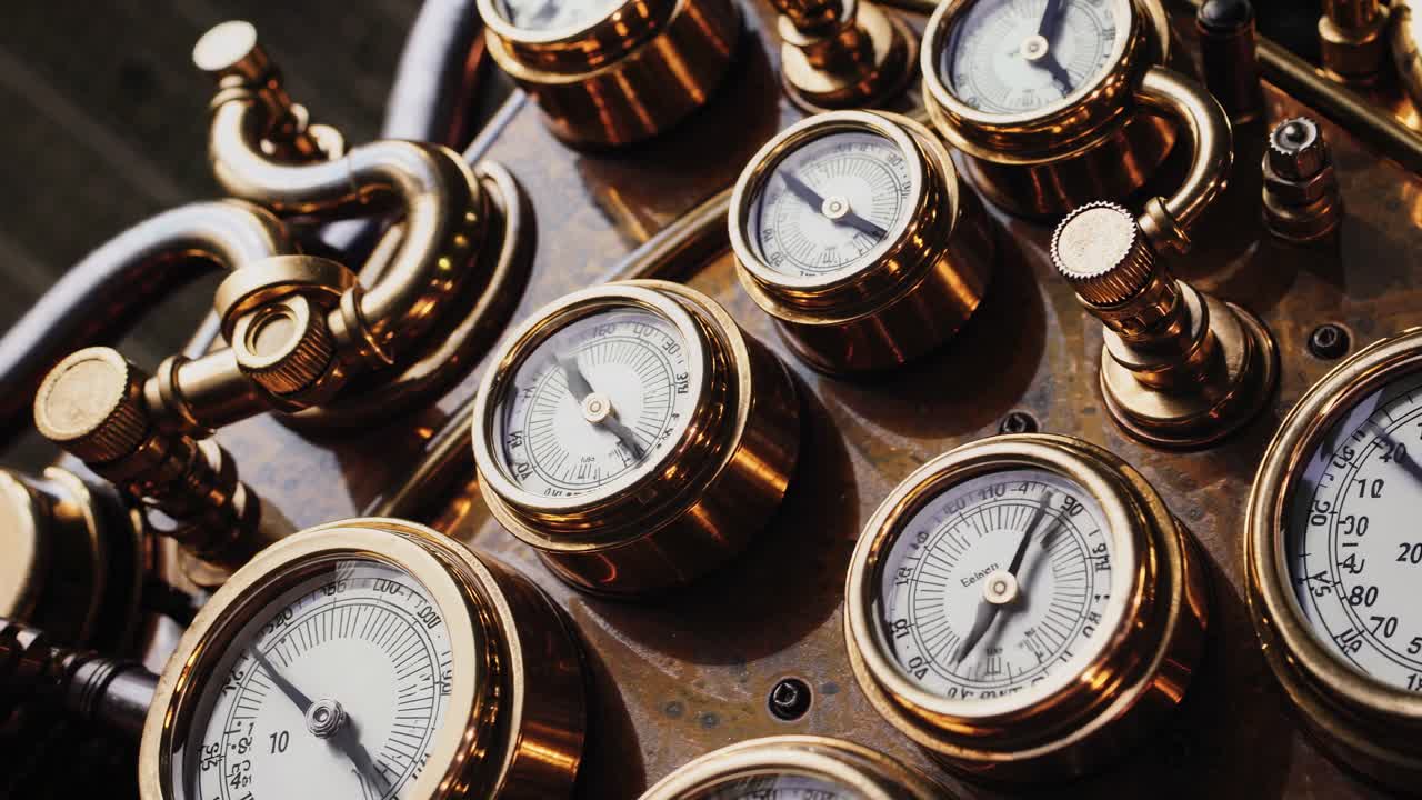 빈티지 증기 엔진 컨트롤 패널