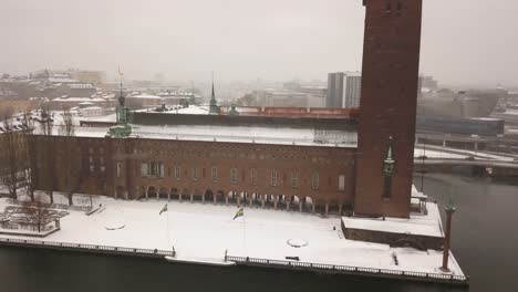 Medium-aerial-shot-of-famous-landmark-in-Stockholm,Sweden