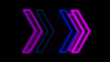 neon sign arrows animation of pink light signal and blue spreading from the center with a black background. can be used to compose various media such as news, presentations, online media, social media