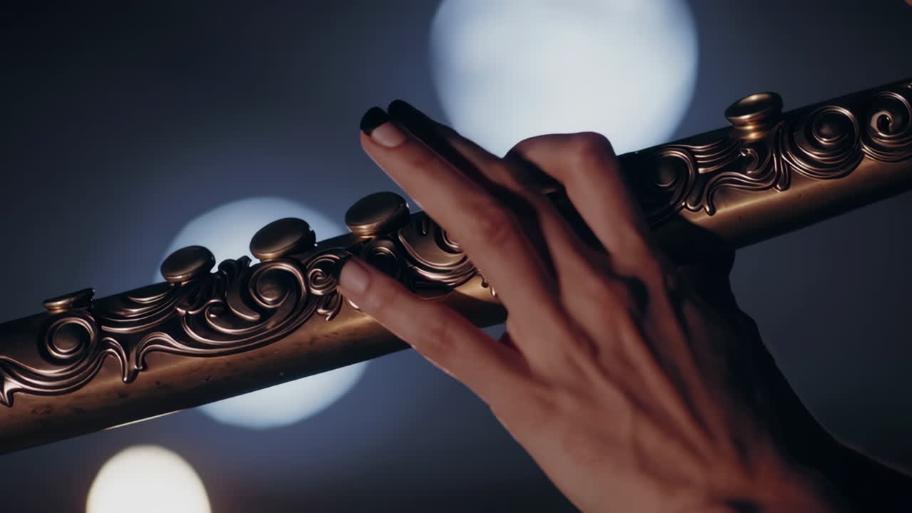 Person Playing a Vintage Flute