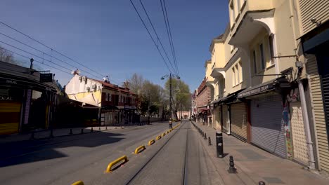 eminonu gulhane tramway from istanbul at covid-19 pandemic curfew