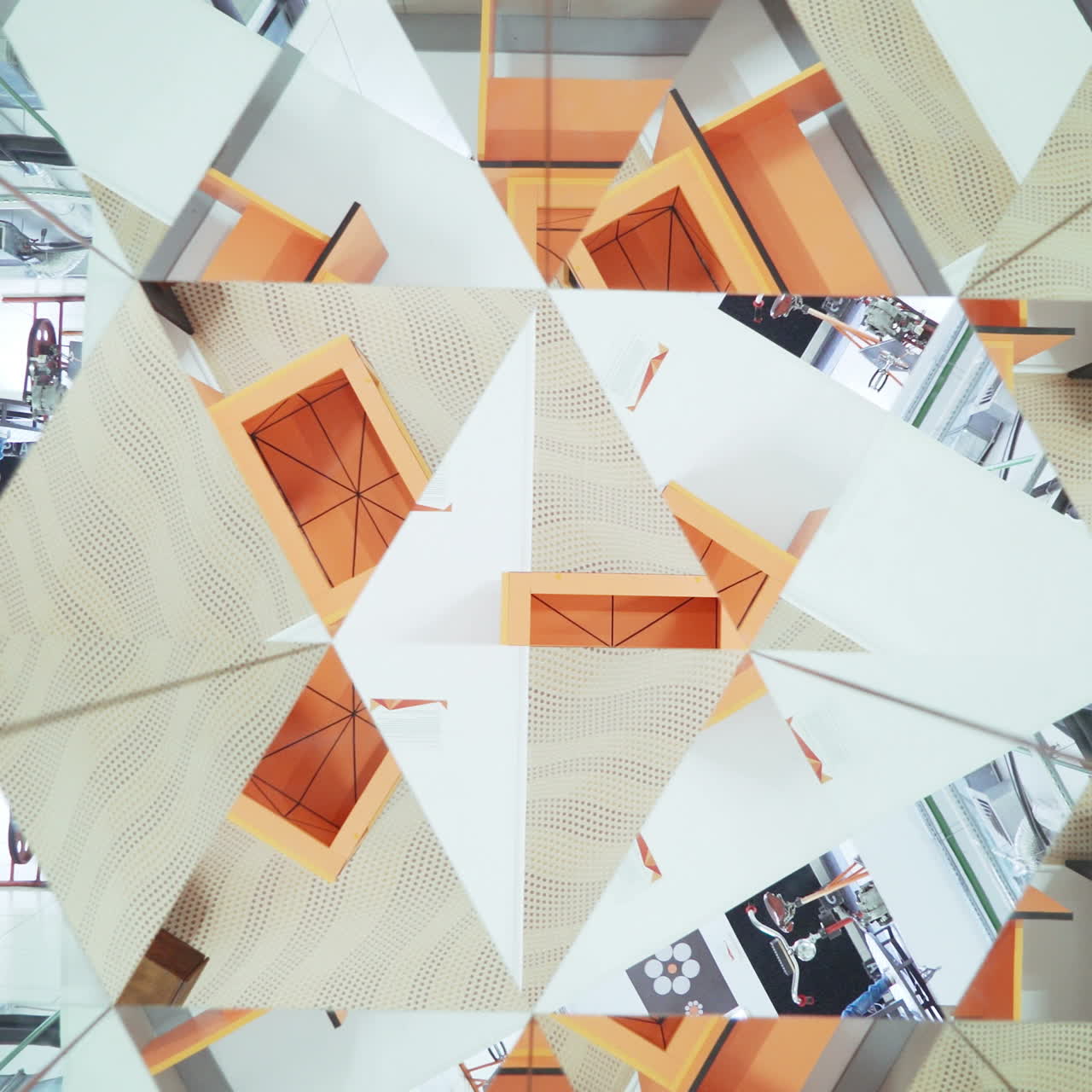 Child in a kaleidoscope tunnel. Glance into infinity Square video