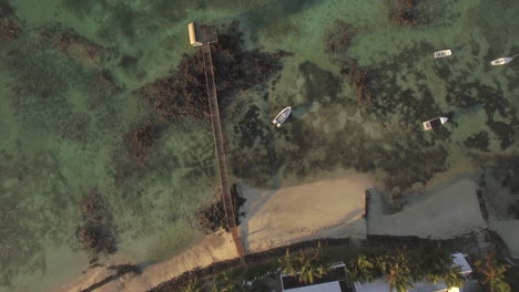 Aerial-bird-eye-view-of-coast-with-sand-beach-and-transparent-water-of-Indian-Ocean-Mauriticus-Island