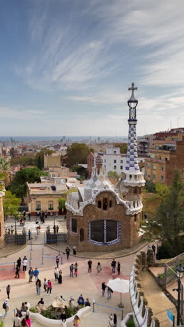 timelapse of the barcelona skyline shot from parc guell in vertical