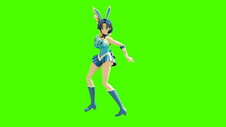 Animazione di danza di una bella ragazza a cartone animato. Ragazza in stile anime. Alta qualità e loop continui su sfondo verde