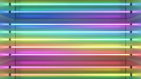 fluorescent rainbow neon light tubes glowing spectrum 3d laser beams - 4k seamless vj loop motion background animation