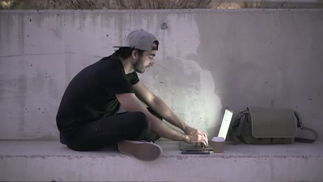 Person working on a laptop