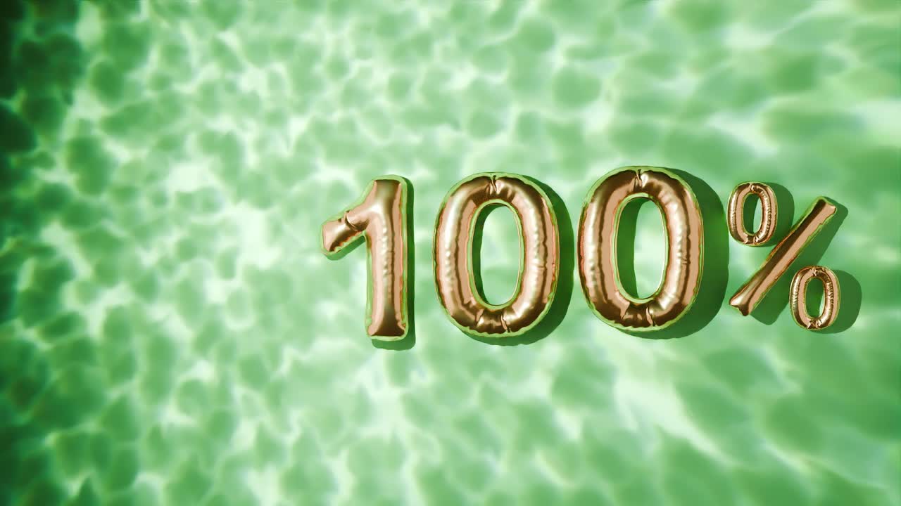 100% 황금색, 녹색 바탕에 물 위에 떠다니는 물결.