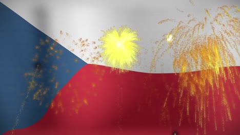 animation of fireworks over flag of czech republic