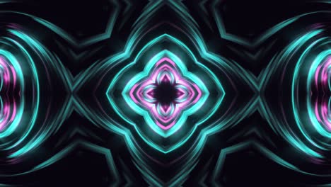 modello di neon caleidoscopio floreale anello senza cucitura su sfondo scuro