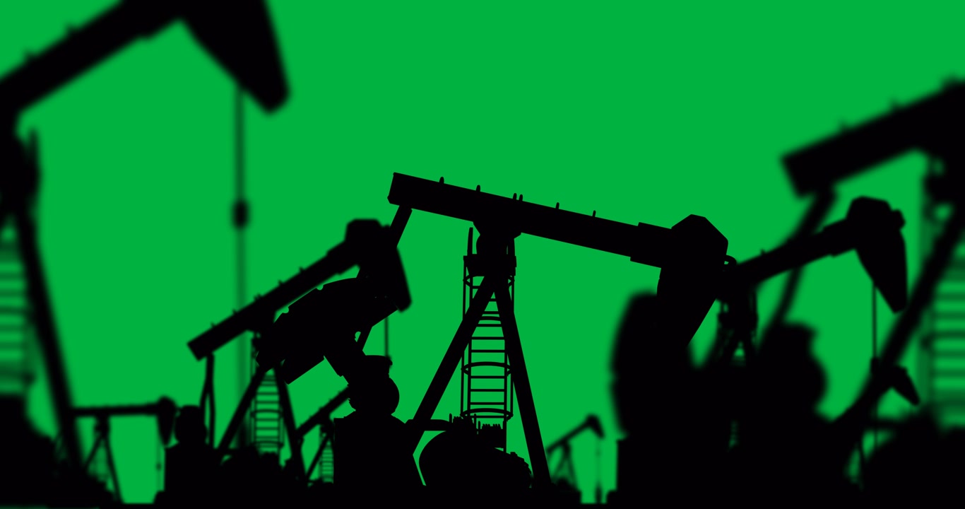 Animation of working pumpjacks over transparent background