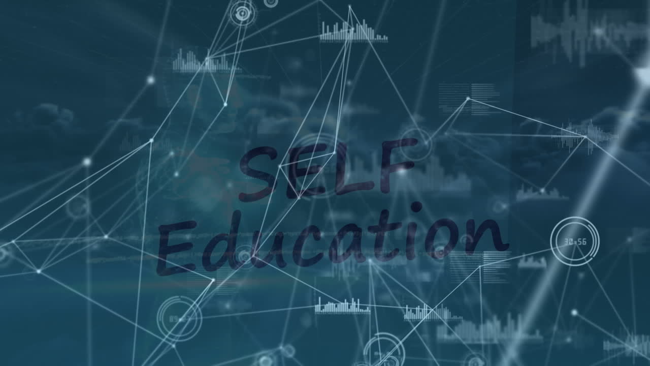 하늘 위의 아이콘으로 연결 네트워크의 애니메이션