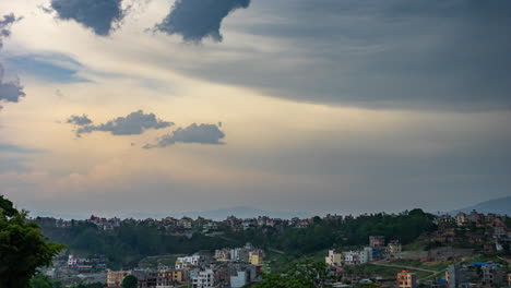 a time-lapse of storm clouds and storms over the city of kathmandu, nepal.