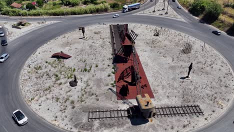 Drone-shot-of-a-roundabout