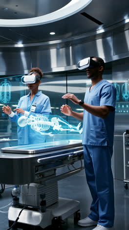 medical professionals using virtual reality to study human anatomy