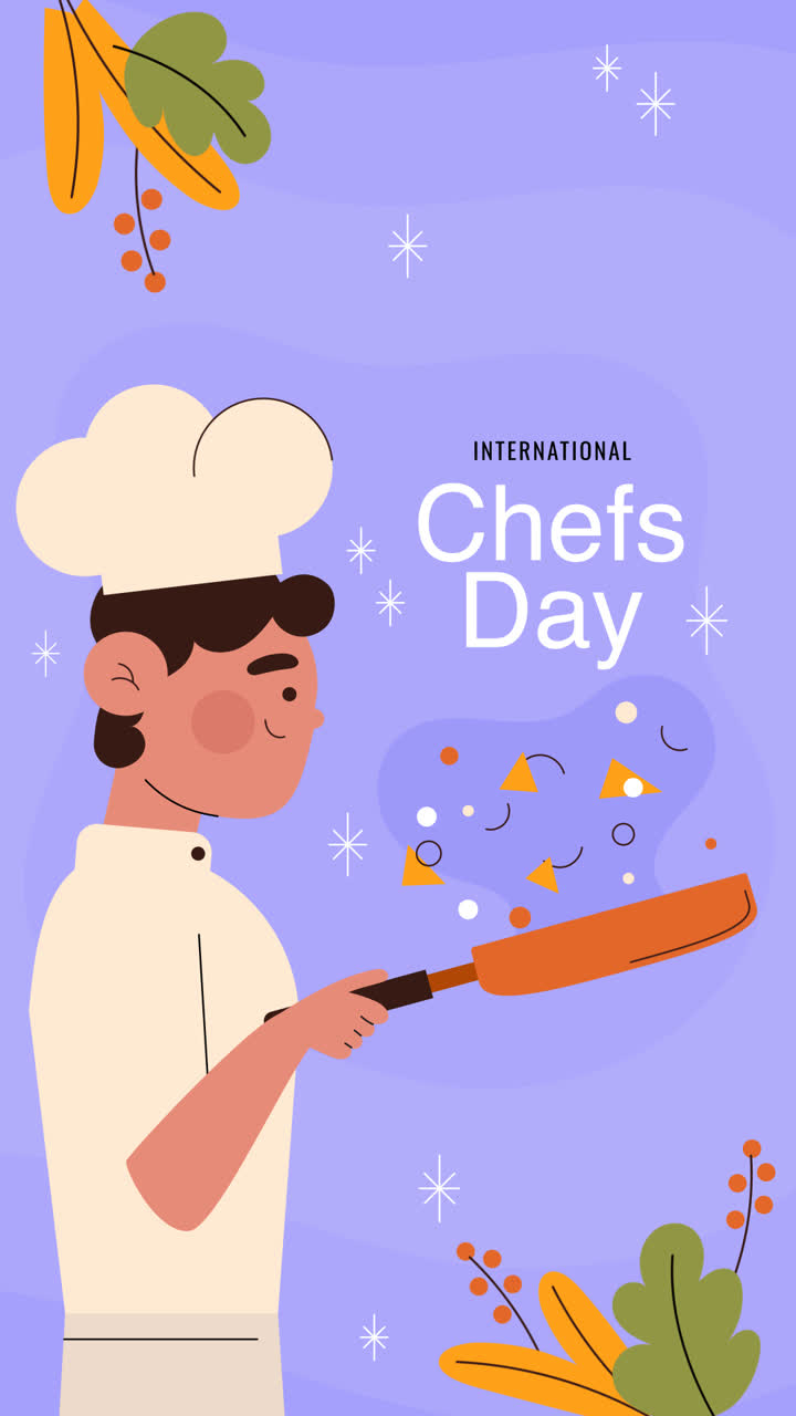 평평한 국제 요리사 날 일러스트레이션의 모션 그래픽