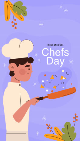 motion graphic of flat international chefs day illustration