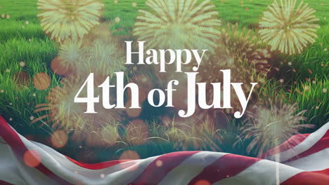 happy 4th of july celebration with american flag and green field
