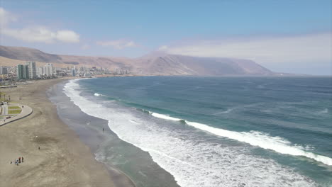 An-aerial-view-of-the-coastal-city-of-Iquique,-tarapaca